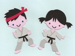 Karate Die Cut-boy or girl, 4.5″, ANY color hair, eyes, belt color. Scrapbook