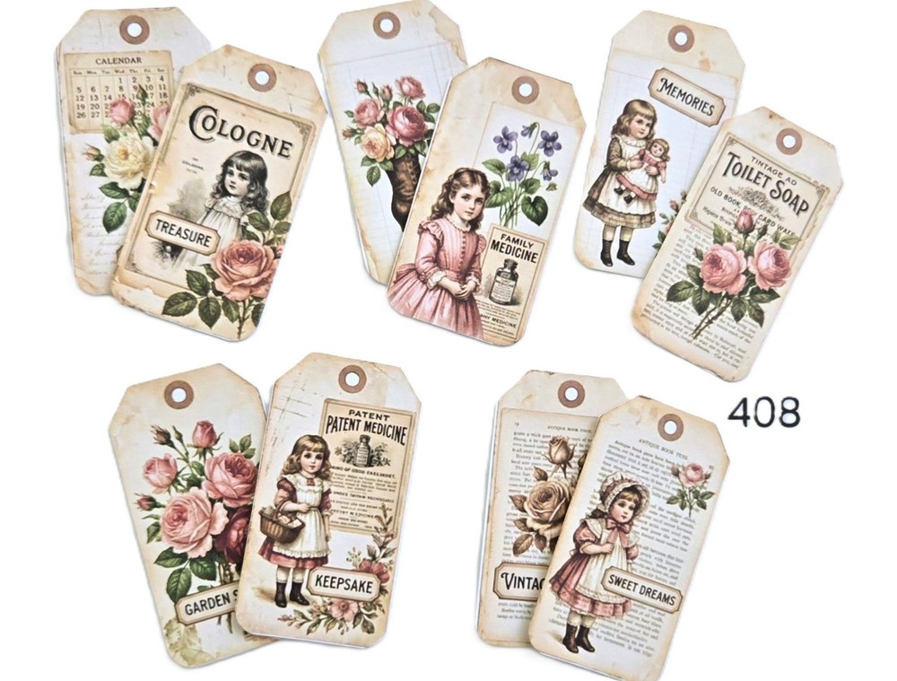 Vintage style Tags Supplies Scrapbooks Junk Journal 408