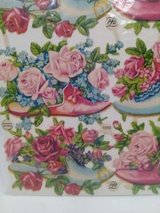 Vintage PZB Roses in Shoes Scraps ~ Germany 1350