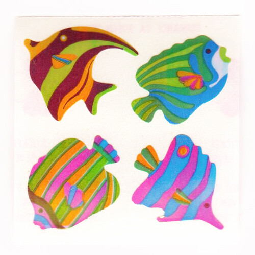 Vintage 80’s Great Seven 7 PEARLY Colorful Reef Fish Sticker Mod