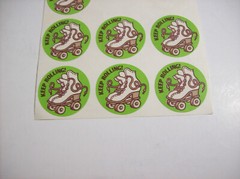 Vintage Trend Stinky Stickers KEEP ROLLING! Leather Scratch N Sniff, MATTE