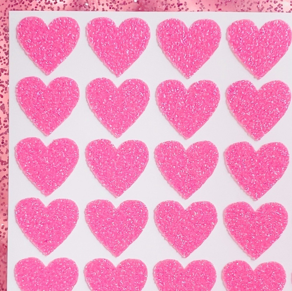 Pink Glitter Heart Stickers! – Choose a Size!