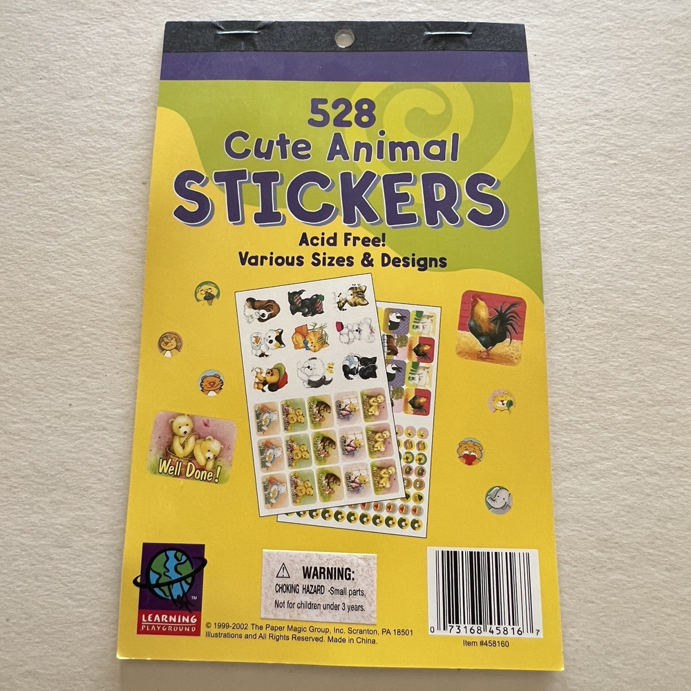 Paper Magic Group 528 Cute Animal Stickers Acid Free Various Sizes Designs 2002