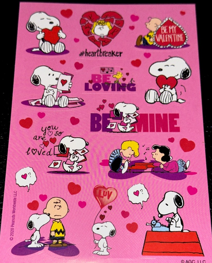 SNOOPY LOVE STICKERS✨🩷✨❤️✨🤍✨💜✨6” x 4”✨PEANUTS✨LOVE IS IN THE AIR✨CUTE✨❤️
