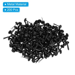 200 PCS Paper Brass Fasteners Split Pins Pastel Mini, Black, 4.5 x 8 mm
