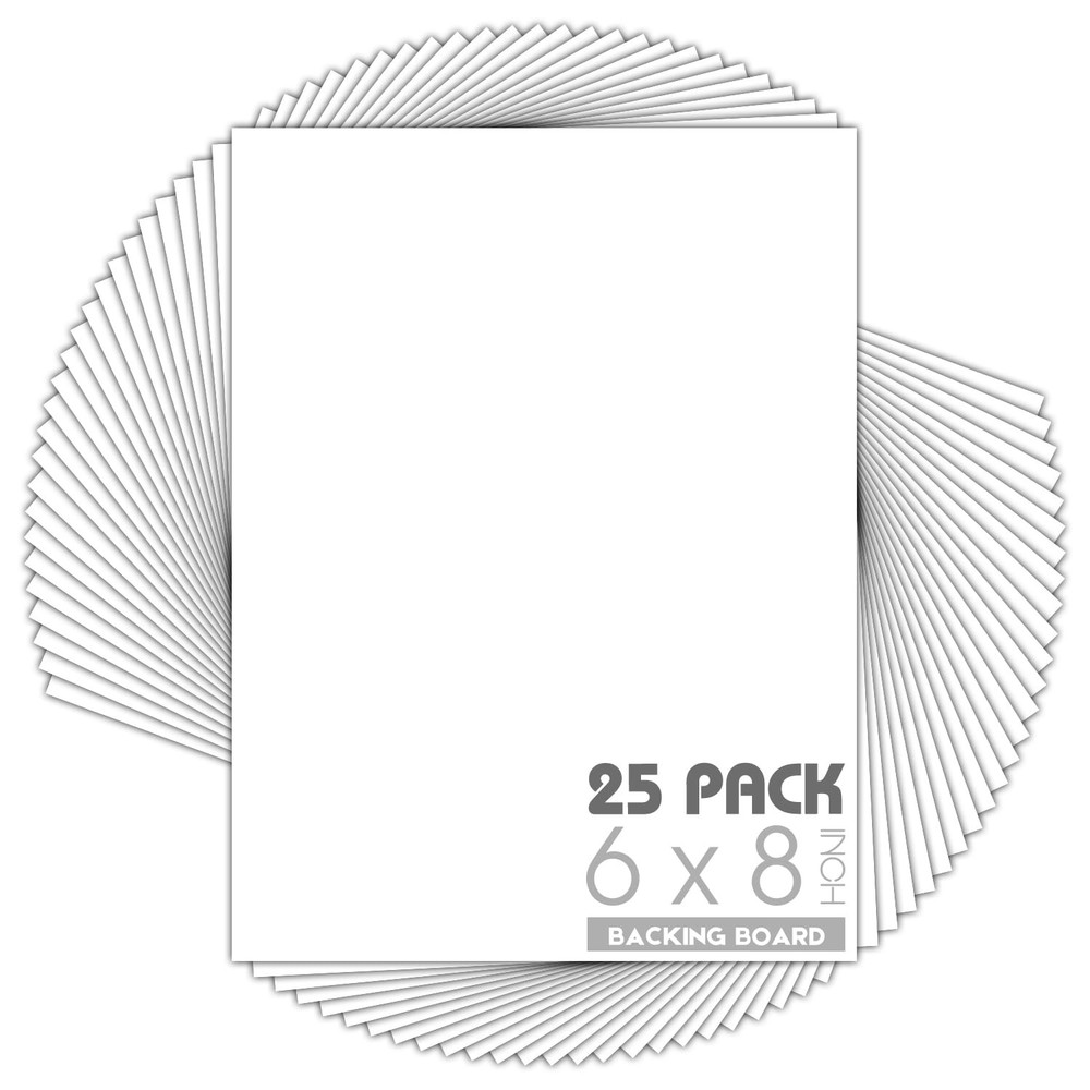 25 Pack 6×8 White Backing Boards, 4-Ply Thickness, Cardboard, Frame Support