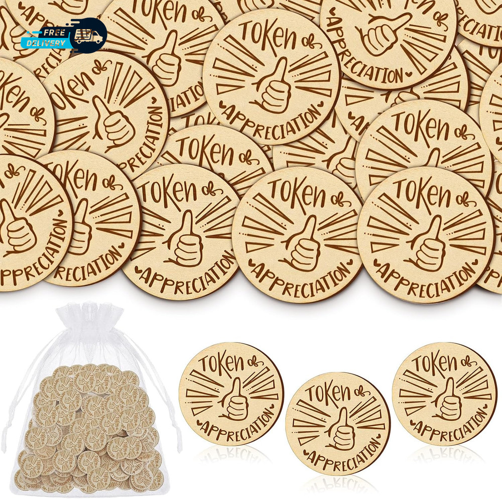 120 Pcs Token of Appreciation Coins Appreciation Tokens Bulk Wooden