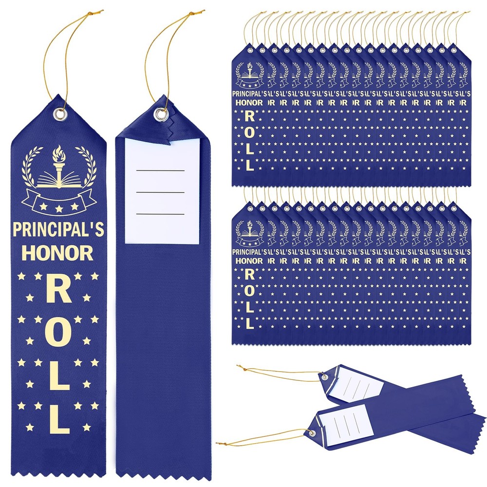 50 PCS Principal Honor Roll Award Ribbons 8 x 2 Inches Achievement Rope