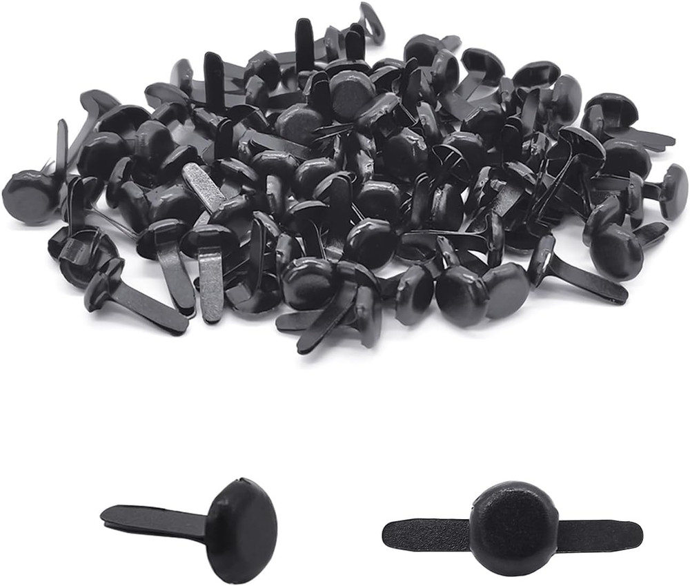 100Pcs Black Split Pins Pastel Metal Brad Fasteners Brads round Brads for DIY Cr