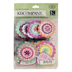 K&Company : Handmade Doilies Layered Accents – 18 pieces – floral shapes K&Co