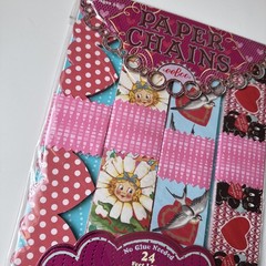 eeBoo Valentine Paper Chain kit featuring vintage-style illustrations of hearts