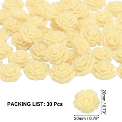 20mm Rose Flower Resin Cabochon, 30 Pcs Mini Rose Flower Resin, Light Yellow