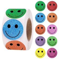 Happy Face Stickers 500Pcs, Self Adhesive Cute Incentive Labels, Multicolor