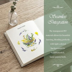 48 sheets/722 pcs Transparent Flower Stickers for Scrapbooking & Junk Journal…