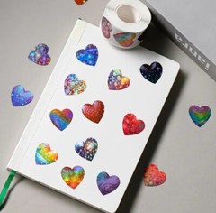 500 pcs Sticker Seals Roll Laser Holographic Shiny Foil Hearts Self Adhesive #B