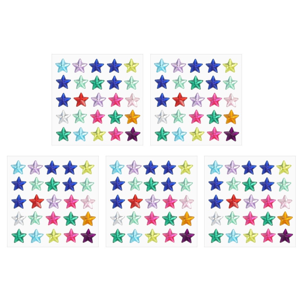 5 Sheet Star Gem Stickers 10mm, Self Adhesive Rhinestones Jewel Sticker Colorful