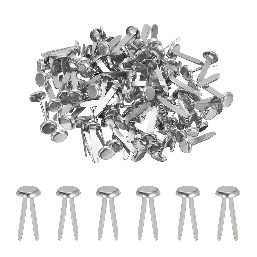 Brads for Paper Crafts, 100 Pcs Silver Metal Round Paper Fasteners, 20 mm