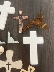 Junk Journal Scrapbook Embellishment Lot Crosses Metal Corners Corks DIY 100pc