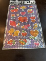 Vintage 1983 Mark 1 Chicago Chrome Sticker Sheet NOS CS14 Hearts Apples Flowers