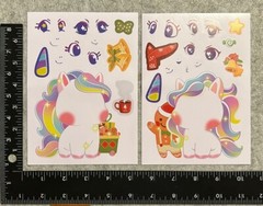 Lot of 6 Sheets Unicorn Christmas Paper Doll Stickers