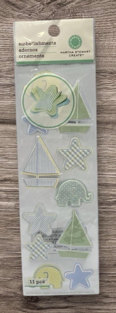 Martha Stewart Sailboat & StarBaby Boy Pop-Up Scrapbooking Stickers NEW