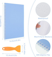 Sticker Collecting Album, Reusable A5 Size 8.3″ X 5.8″ with Plastic Spatula (Blu