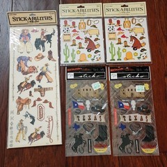 Lot Of 5 Packs of Western Cowboy Texas Scrapbook Stickers Stick-a-bilities