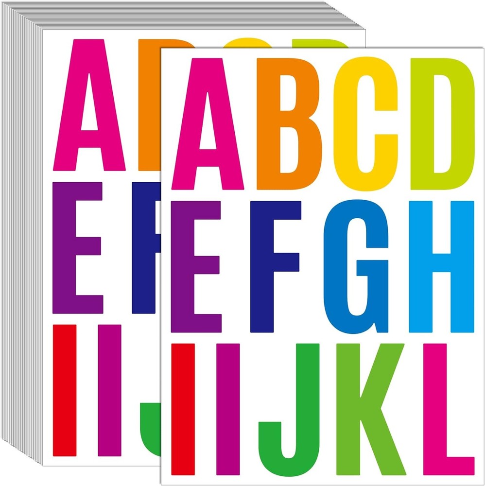 24 Sheets 2 Inch Self Adhesive Letters Stick on Vinyl 2 Inch, Colorful