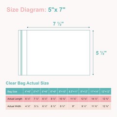 100 Pack AcidFree 5×7 Picture Sleeves Clear Storage Bags For Photos