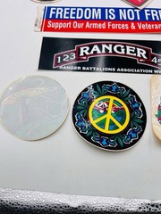 Lot of 20+ Vintage Stickers – Rock Bands, Military, Peace, Hunting, AC/DC…