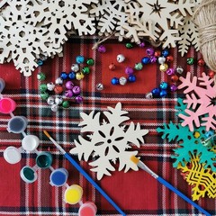 32 Set Christmas Hanging Natural Unfinished Wood Snowflake Cutouts Ornaments …