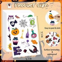 342 Pcs Halloween Stickers, Self Adhesive Pumpkin Witch Candy Stickers Halloween