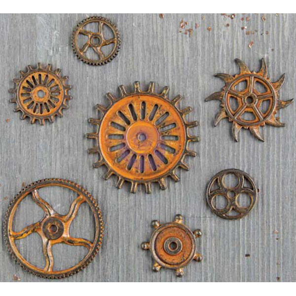 Rustic Gears 7/Pkg Finnabair Mechanicals Metal Embellishments – 963439