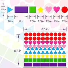 2016 PCS Multi-Shaped Color Coding Stickers 7 Colors Multi-shape size S-2016pcs