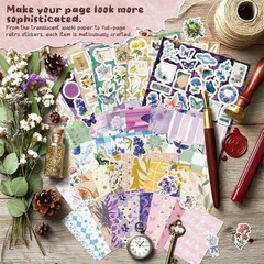 540 PCS Vintage Floral Scrapbook Supplies & Scrapbook Stickers, Junk Journal Sup