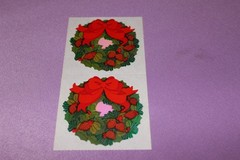 Sandylion Large Sheet of Opalescent Pearly Christmas Wreath Stickers!