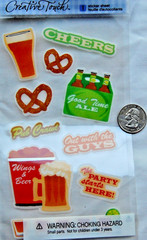 creative touch stickers BEER wings pretzel shot glass cheers party guys pub bar