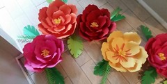 7 Handmade TROPICAL style ONLY paper flowers by ELLE..ALL LARGE FLOWERS SPECIAL