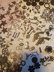 CRAFTERS MUST SEE!! Massive Metal Embellishment Lot For Mixed Media/scrapbooking