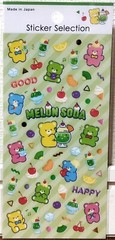 GAIA Melon Soda Float Sticker Selection Animal Bear Drink Fruits MADE IN JAPAN