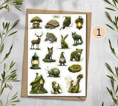 Moss Stickers. Whimsical Forest Sticker sheet. Planner, Scrapbooking 345