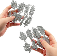 16 Pcs Leaf Metal Die Cuts & Embossing Stencils for Card Making – Carbon Steel C