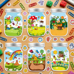 Insects Stickers Crafts Bulk, 24PCS DIY Craft Jar Stickers for Spring/Summer Act