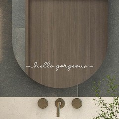 White Hello Gorgeous Inspirational Quotes Mirror Vinyl Decal 18×2.4 Inch