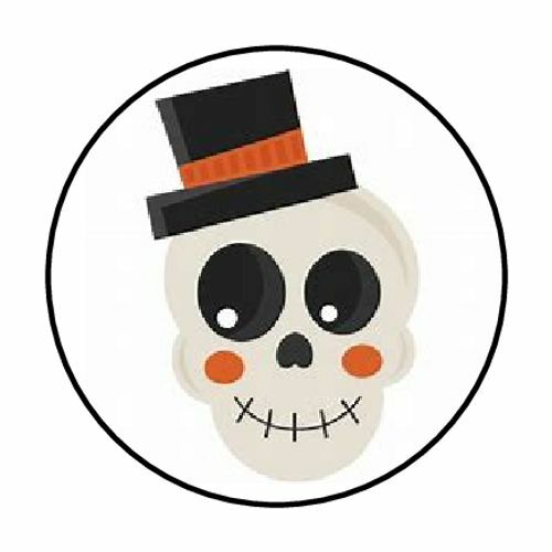 48 SKELETON HEAD ENVELOPE SEALS LABELS STICKERS 1.2″ ROUND