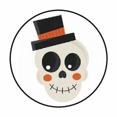 48 SKELETON HEAD ENVELOPE SEALS LABELS STICKERS 1.2″ ROUND