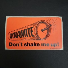 Lot 70s 80s Sticker Lot 2 Neon Orange Stickers Dynamite Don’t Shake Me Up 5 x 3″