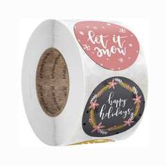 🎄 500 Christmas Holiday Stickers Roll 1″ Festive Labels for small business 🎁