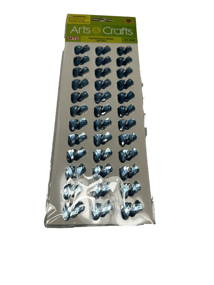 GEM STICKERS RHINESTONES arts & crafts 36 count BLUE FEET BABY