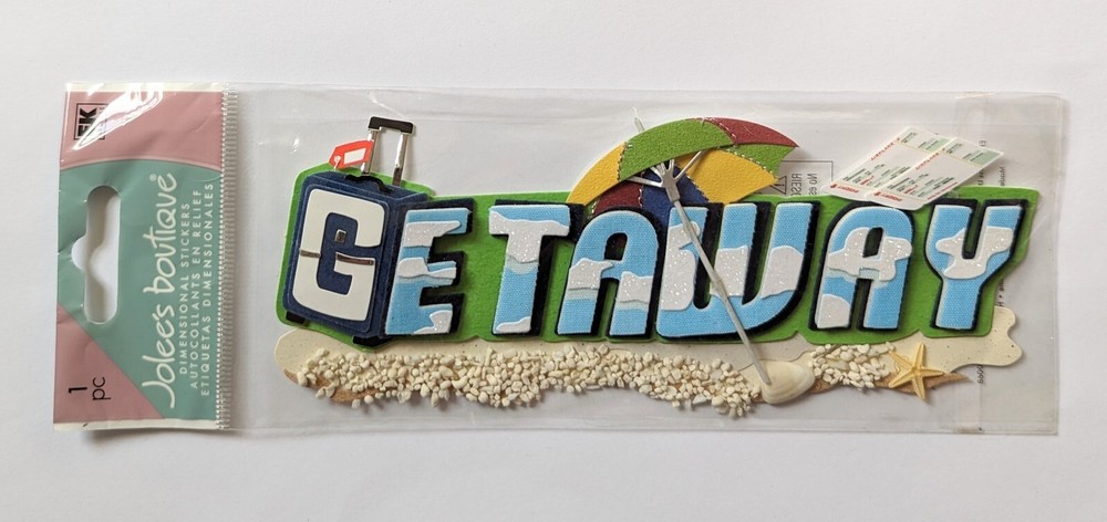 Jolee’s Getaway Travel Beach Vacation Scrapbooking Title Sticker
